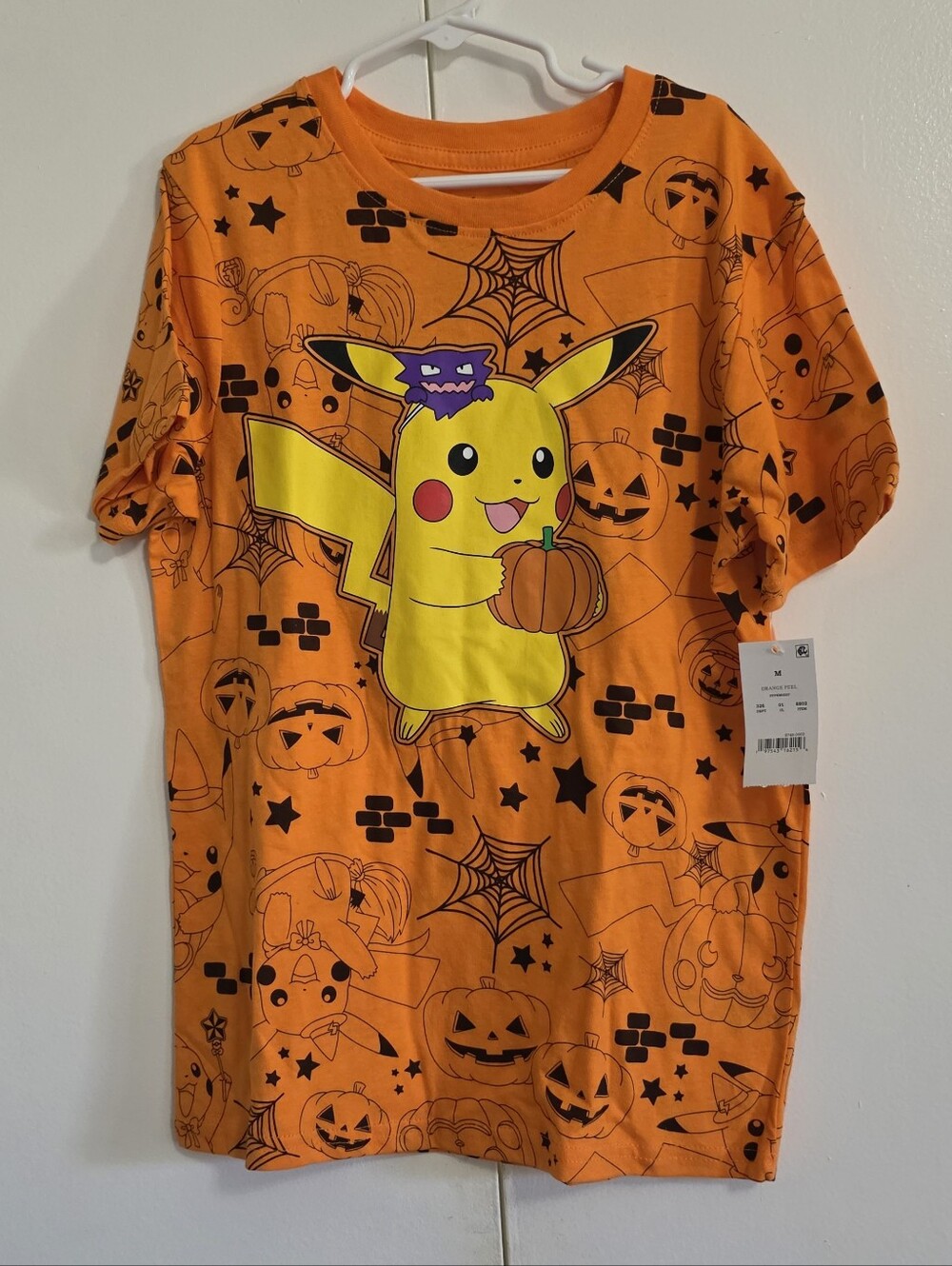 NWT Pokémon Kids Halloween Pikachu Orange All Over Print Graphic Tee